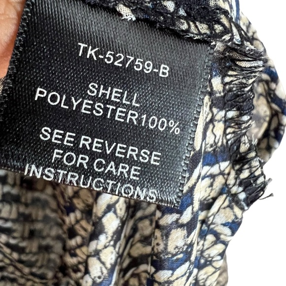 2/$15 ark&co. S Blouse with Draping black and tan pattern sheer - Picture 10 of 10